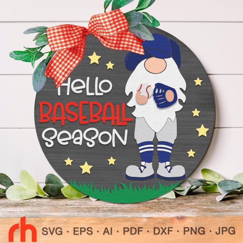 Hello Baseball Season SVG, Layered Door Sign Cut File, Silhouette of a ...