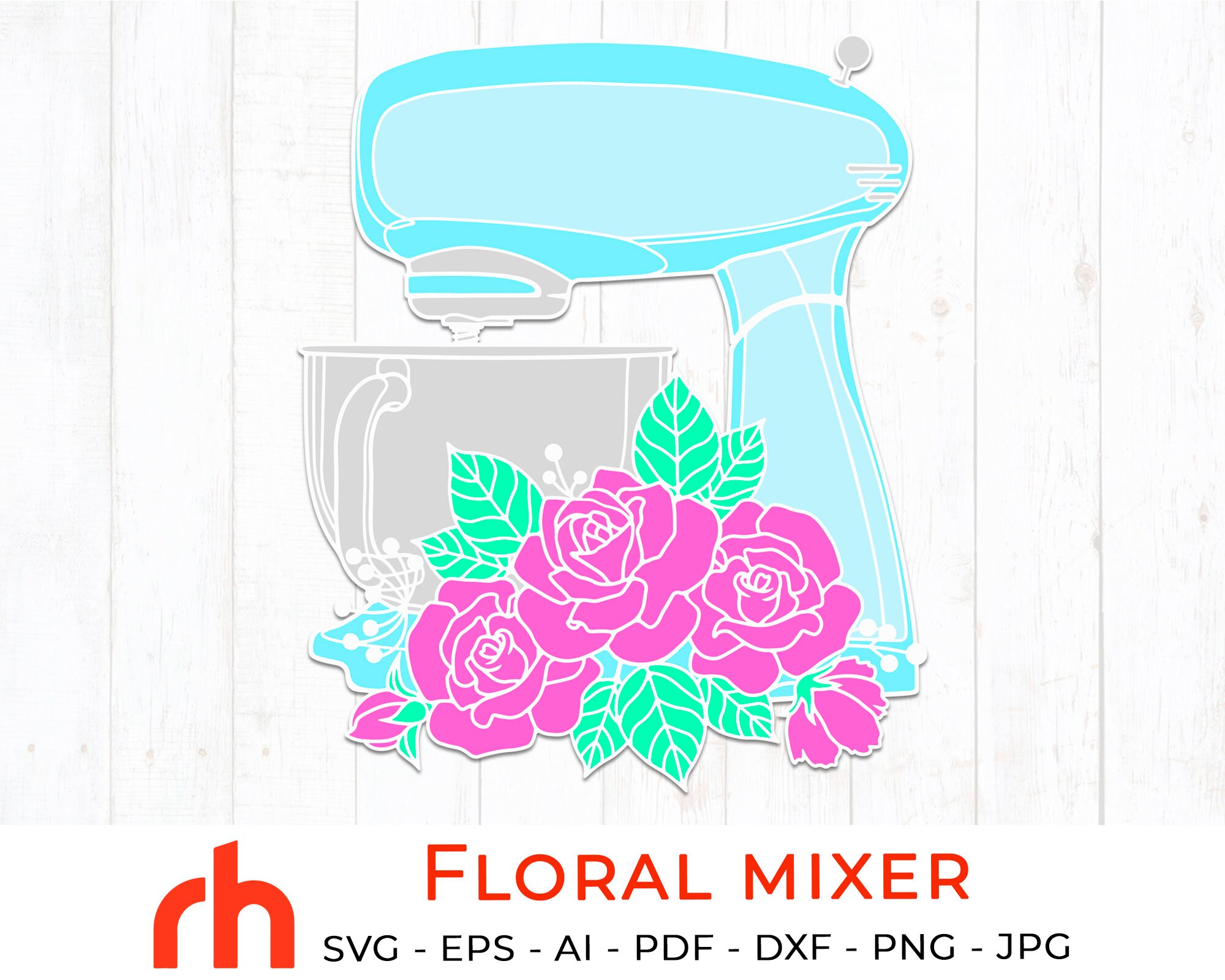 Floral stand mixer svg Kitchen stand mixer svg Baking svg Etsy