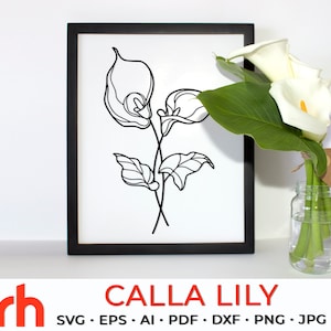 Calla Lily SVG, file di taglio del fiore di giugno, pianta di nascita dei Gemelli DXF