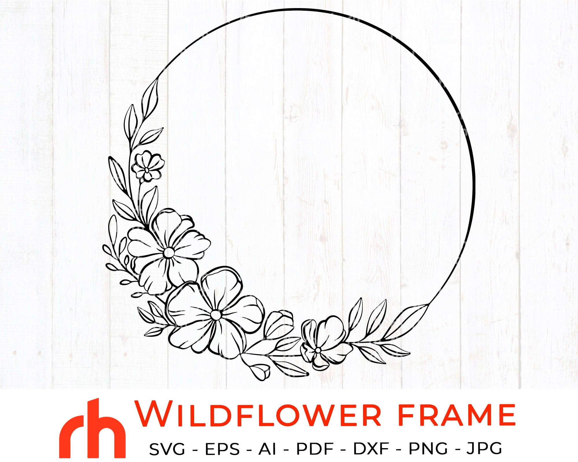 Wildflower Frame Svg Flower Wreath Svg Floral Wedding Etsy