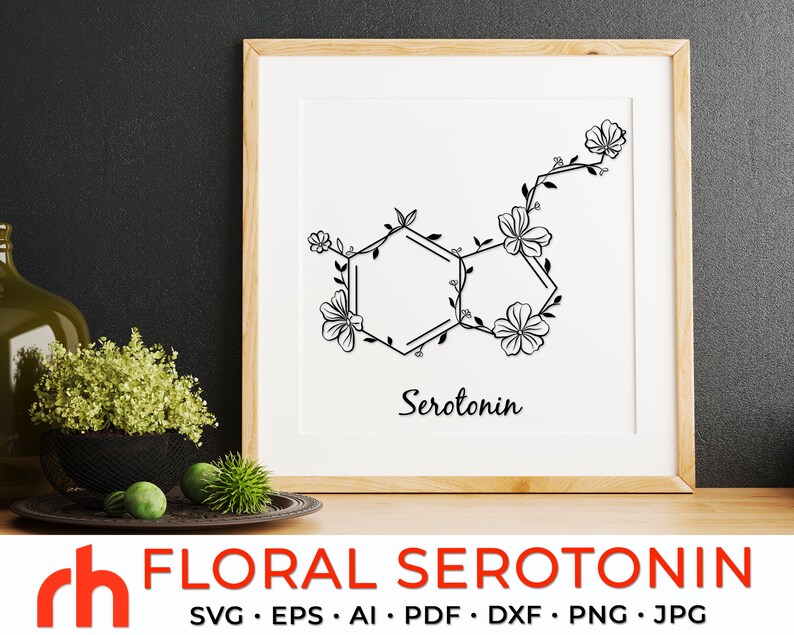 Floral Serotonin SVG Flower Molecule Cut File Etsy
