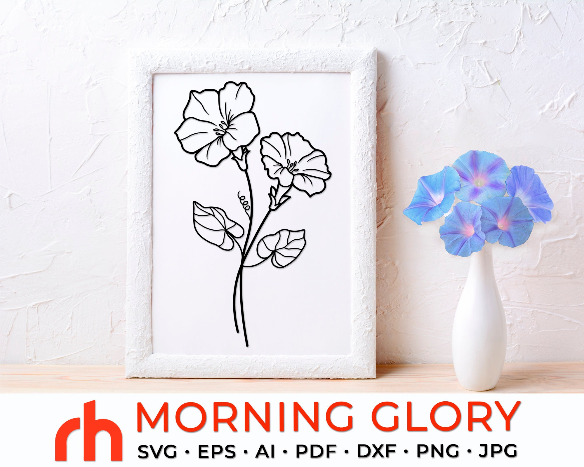 Buy Black Morning Glory Crescent Moon Abstract Graphics Figure Online in  India  Etsy