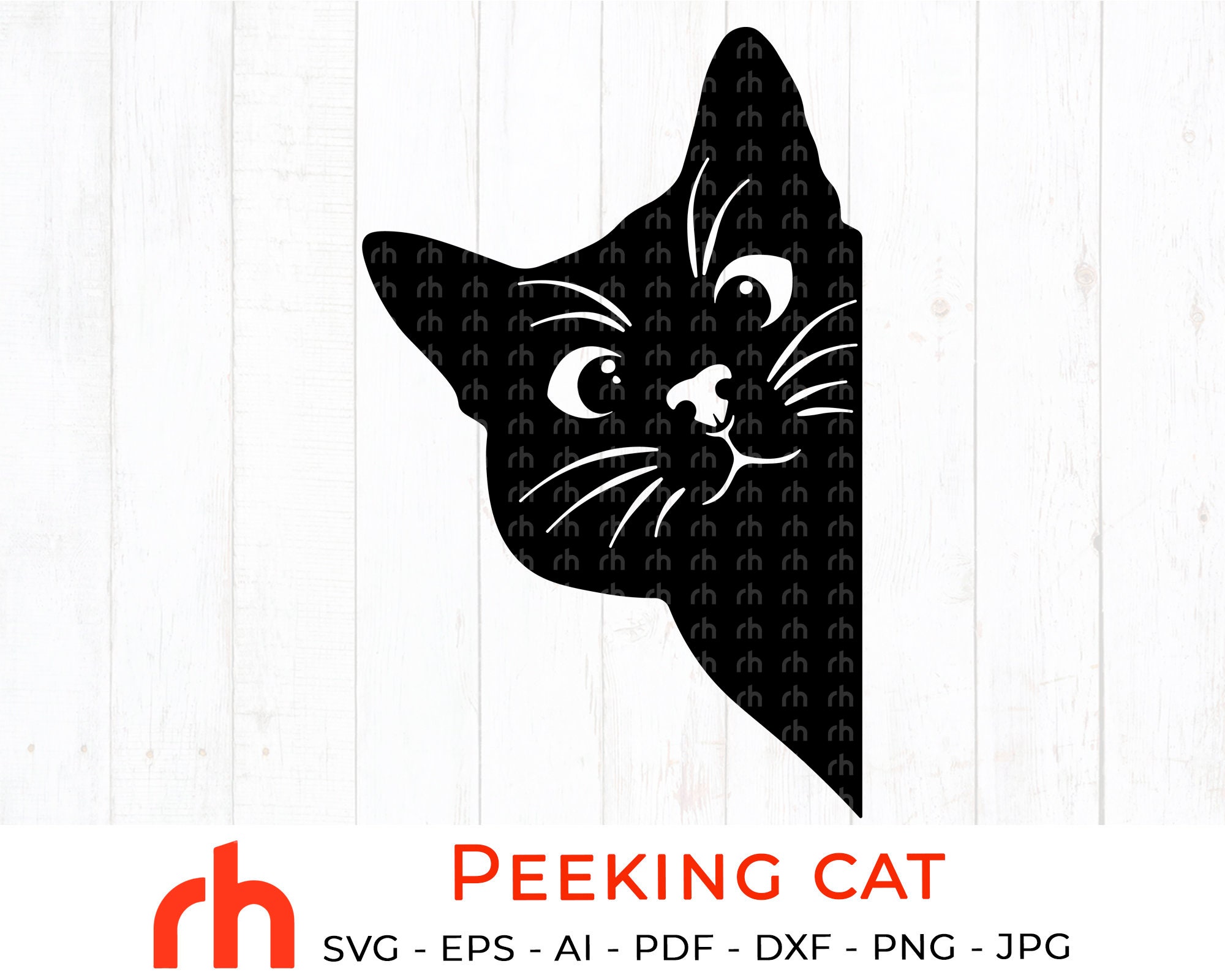 Peeking cat svg Cat face svg Black cat svg | Etsy