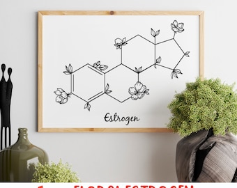 Floral Estrogen SVG, Flower Molecule Cut File, Molecular Structure DXF, Mental Health PDF, Women's Health