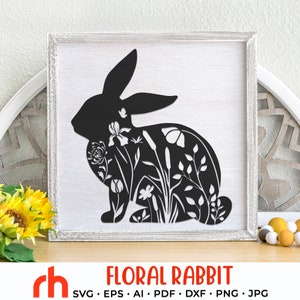 Blumen Häschen SVG, Blumen Häschen Schnittdatei, Ostern Design DXF