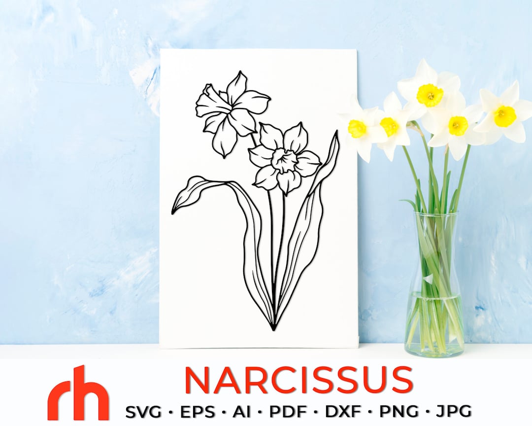 Narcissus SVG, Sagittarius Flower Cut File, December Birth Flower DXF