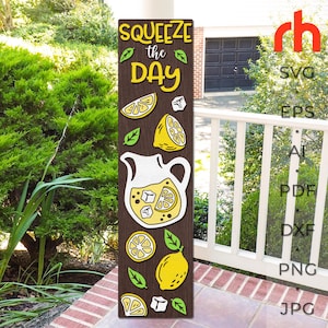 Squeeze the day SVG, fichier de coupe de signe de porche en couches, Silhouette de thé glacé et de citrons, DXF plus maigre d'été, gardien d'arrière-cour
