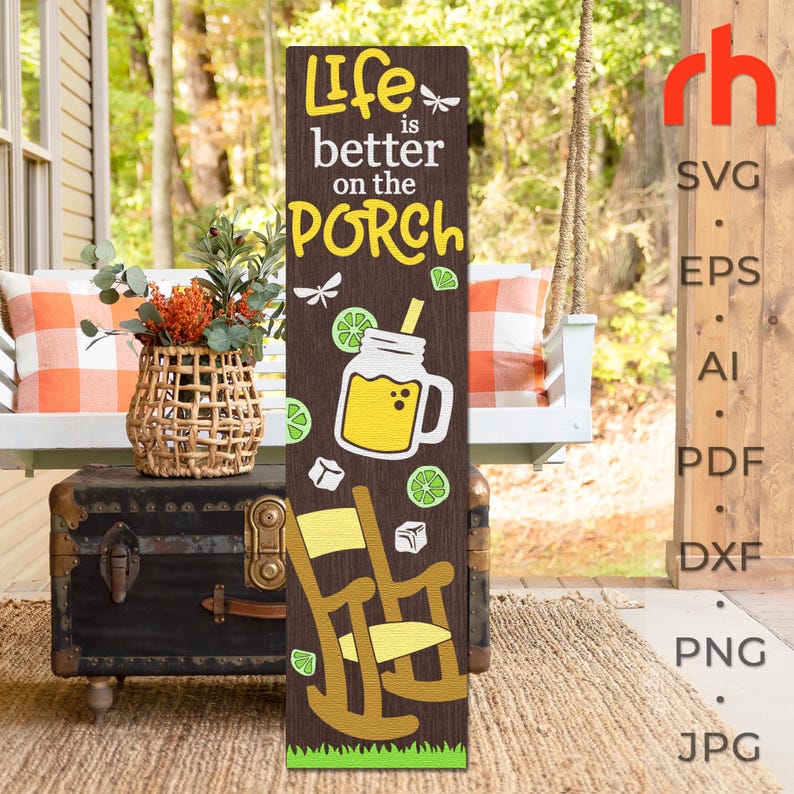 Life is Better on the Porch SVG, Layered Welcome Sign Cut File ...