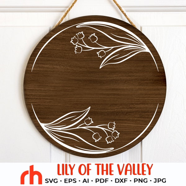 Lily of the Valley Wreath SVG, Floral Frame Cut File, Taurus Flower DXF, Flower Wedding Monogram