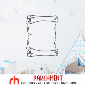 Carta pergamena vintage SVG, file di taglio mappa del tesoro vuota, papiro DXF, pergamena PNG