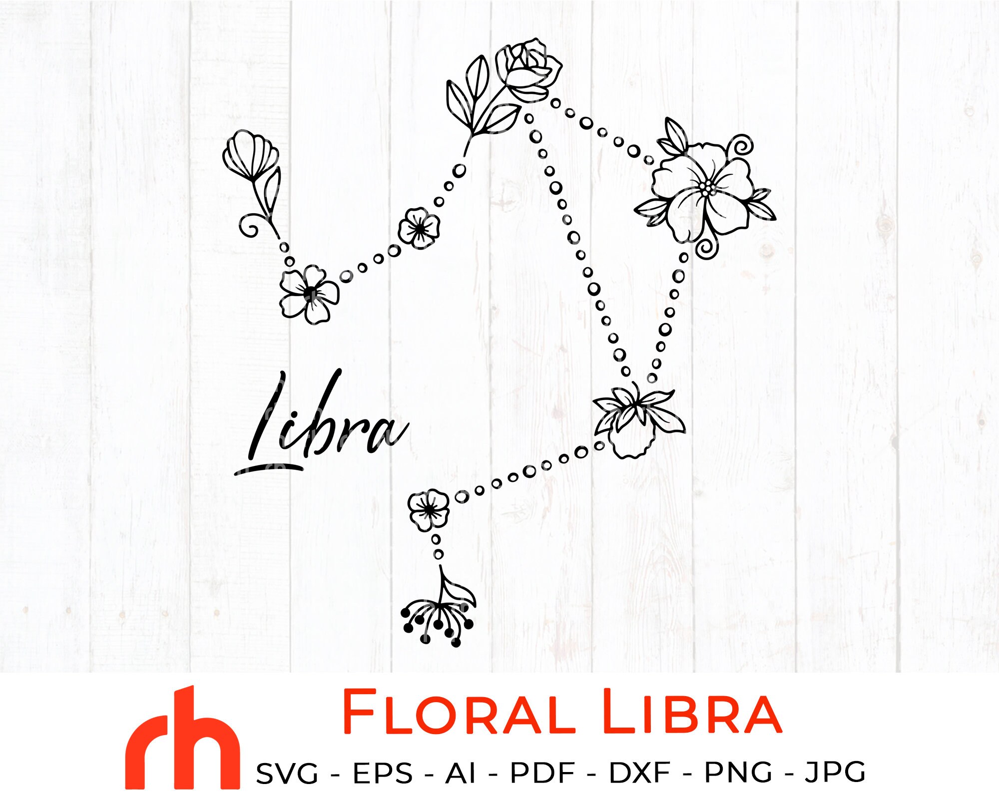 Flower Libra svg October birthday svg Wildflower zodiac Etsy