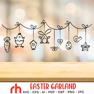 Ostergirlande SVG, Frühling Fenster Dekor Cut File, hängende Verzierung DXF