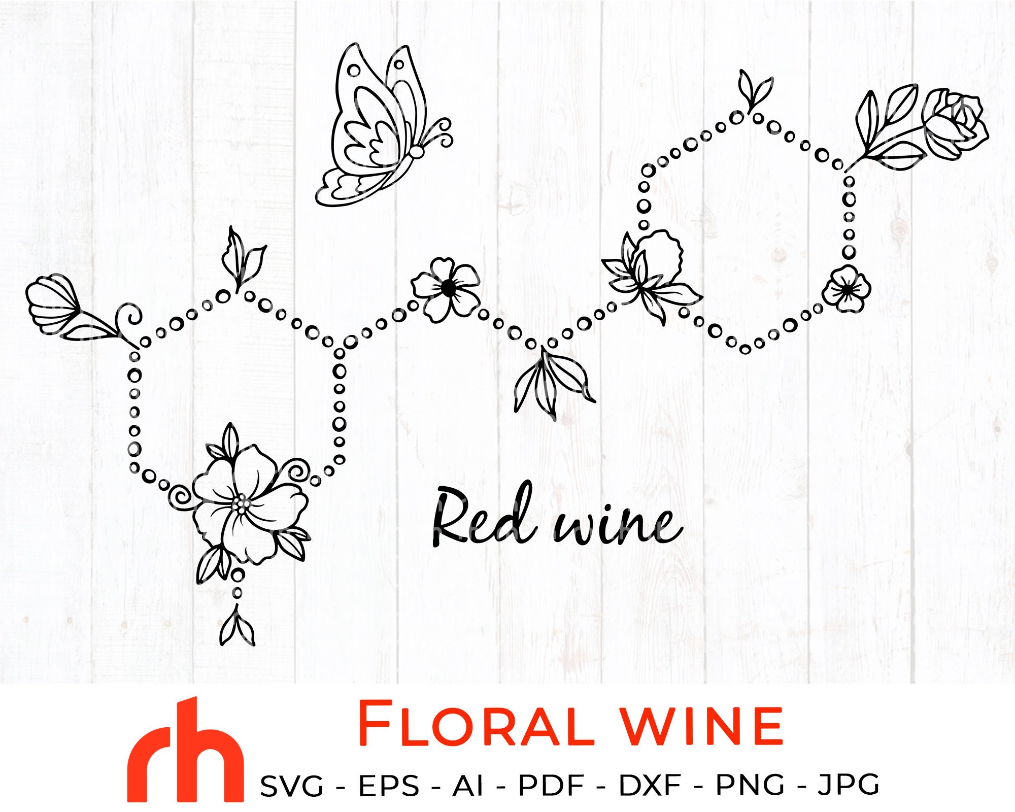 Floral wine svg Flower wine svg Molecular structure svg Etsy