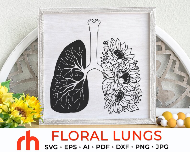 Floral Lungs SVG Flower Anatomy Cut File Respiratory DXF Etsy