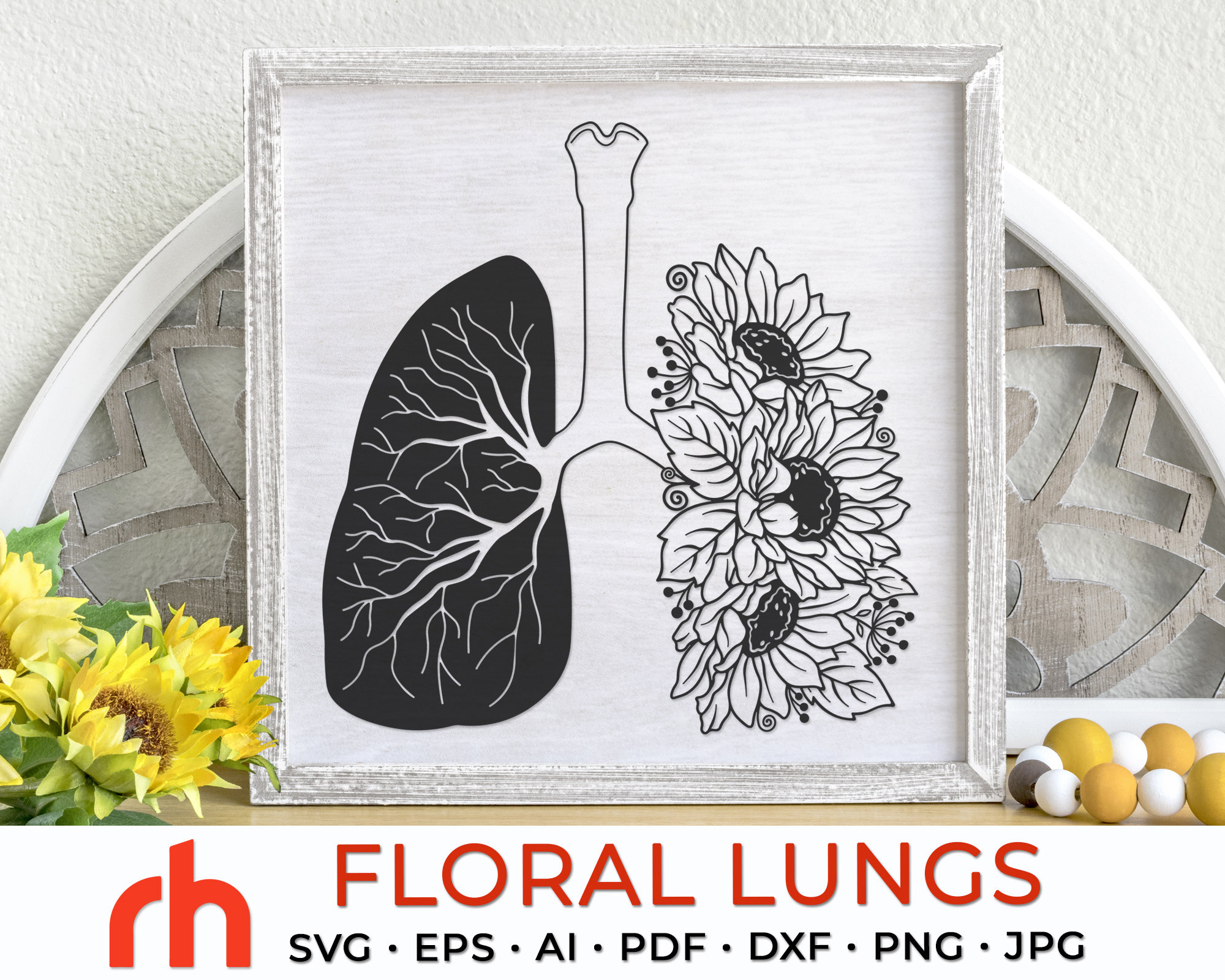 Floral Lungs SVG Flower Anatomy Cut File Etsy