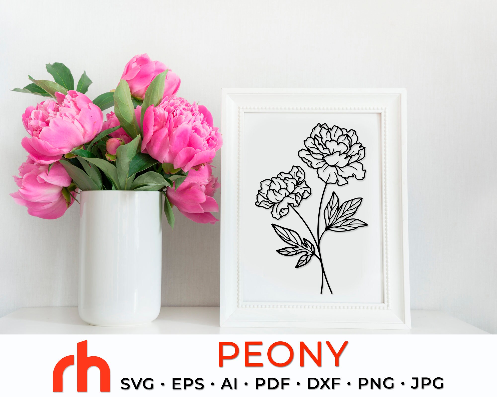 Peony SVG Scorpio Flower Cut File November Birth Plant DXF Etsy Canada