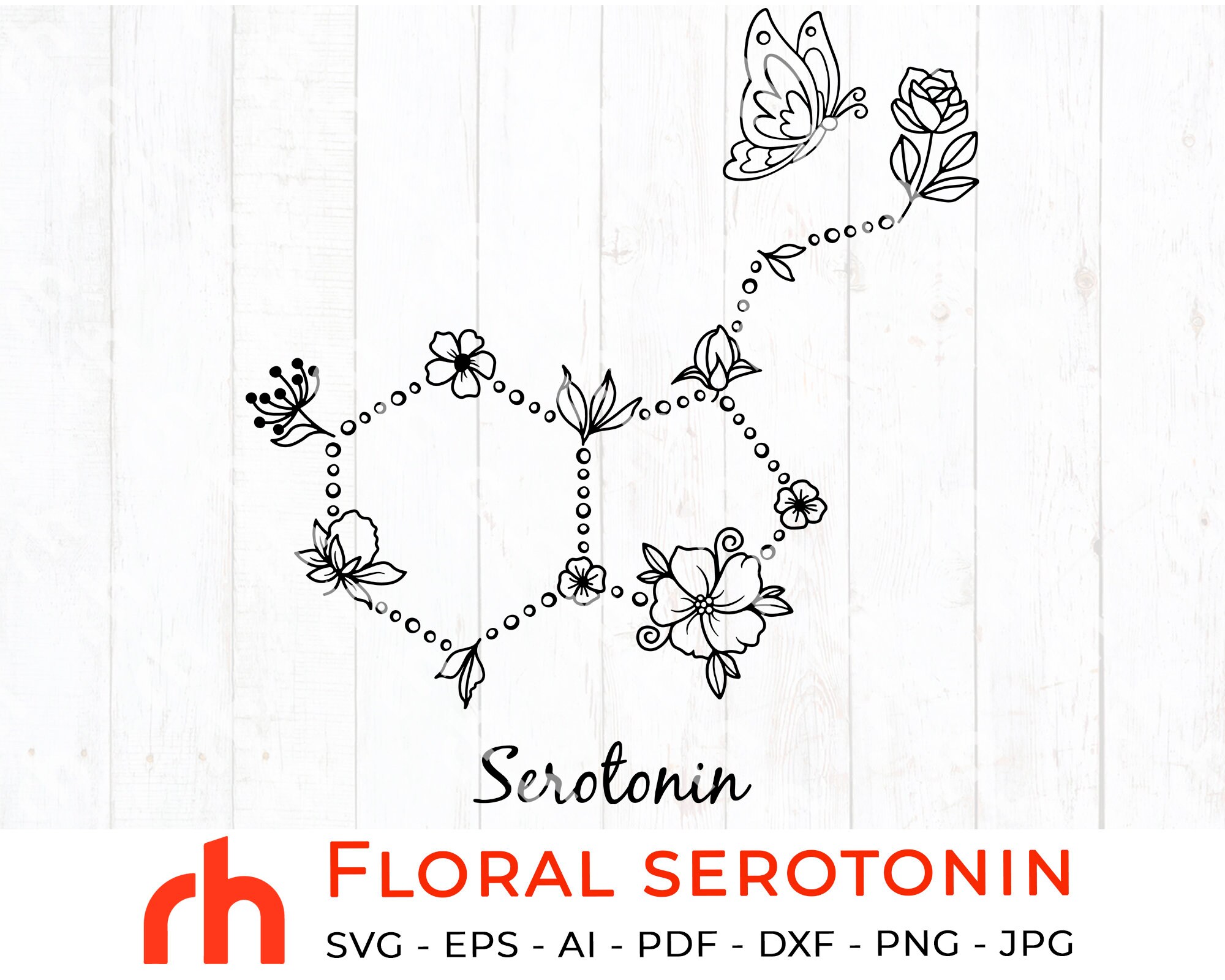 Floral serotonin svg Flower serotonin svg Molecular Etsy