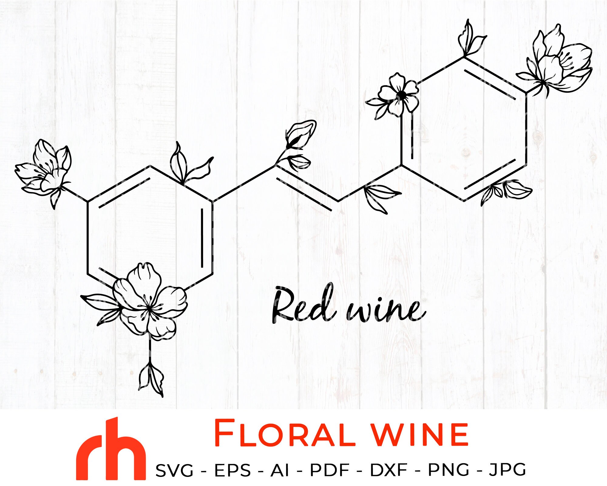 Floral wine svg Flower wine svg Molecular structure svg Etsy