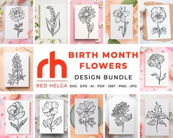 Birth Flowers SVG Bundle - Plants Each Month Cut File