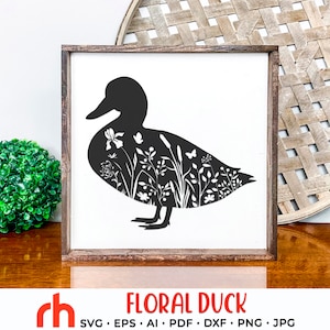 Blumen Ente SVG, Blumen Tier Schnittdatei, Farmleben DXF, Oster Dekor, Frühlingsdesign