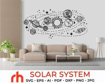 Solar System SVG, Orbit Planets DXF, Space Decor Cut File