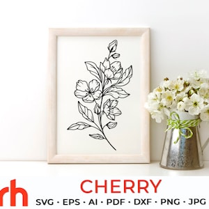 Kirschblüte SVG, Sakura Cut File, Maiblume DXF, Blühender Zweig Vektor
