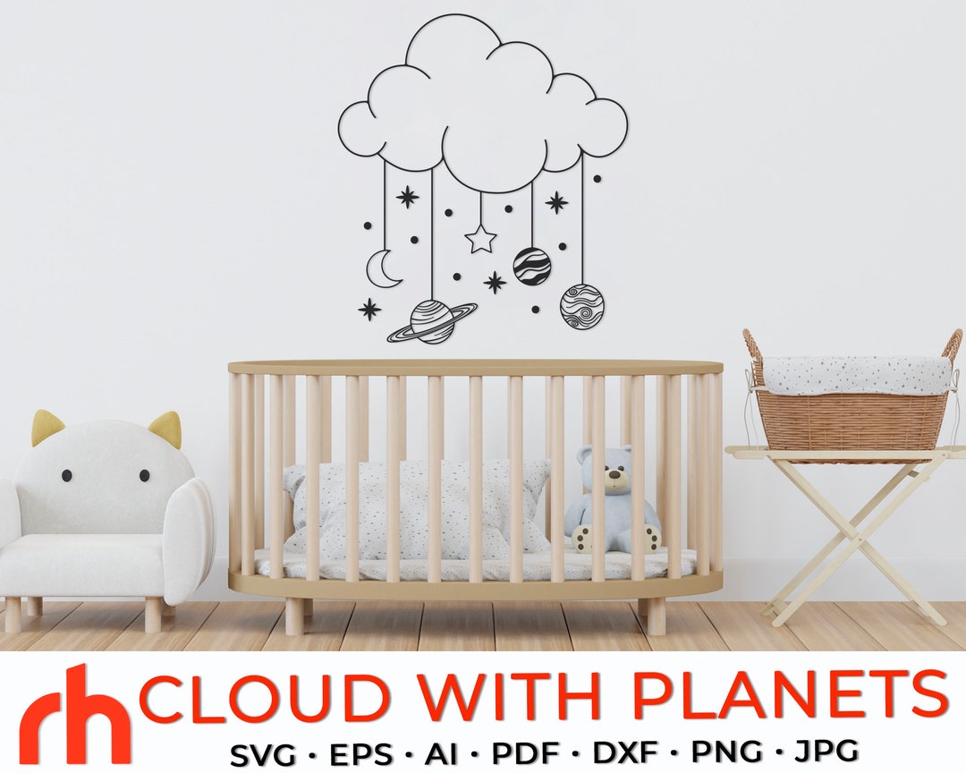 Cloud With Planets SVG Baby Mobile Cut File Baby Decor DXF - Etsy