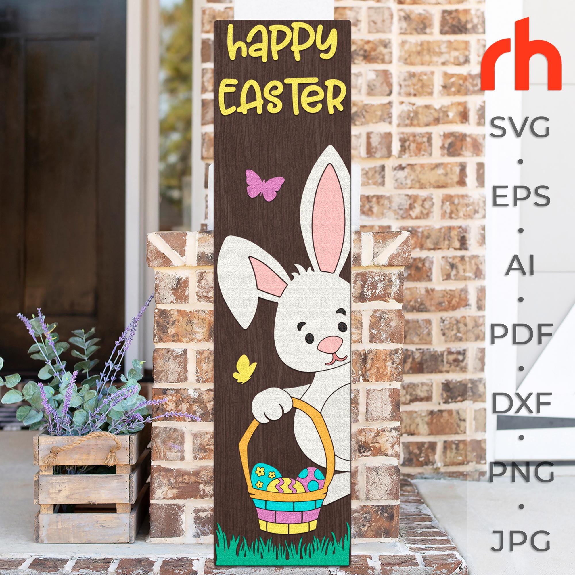 Happy Easter SVG, Layered Porch Sign DXF, Spring Leaner Cut File ...