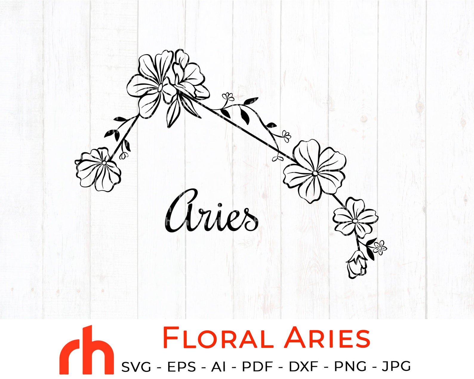 Flower Aries svg April birthday svg Wildflower zodiac svg Etsy