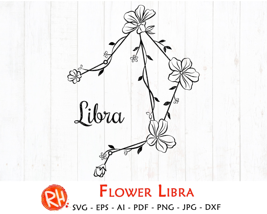 Flower Libra svg October birthday svg Wildflower zodiac Etsy