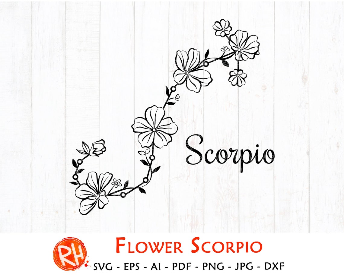 Flower Scorpio svg November birthday svg Wildflower zodiac Etsy