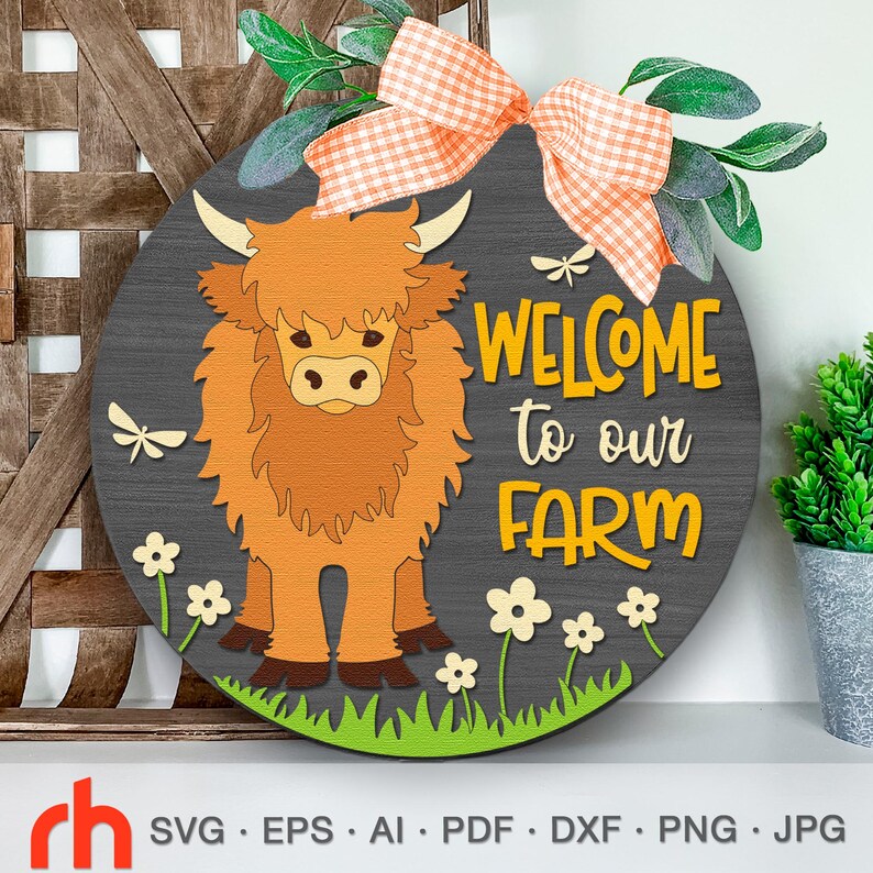 Layered Ranch Sign Welcome to Our Farm SVG, Layered Farm Door Sign Cut File, Farmhouse ...