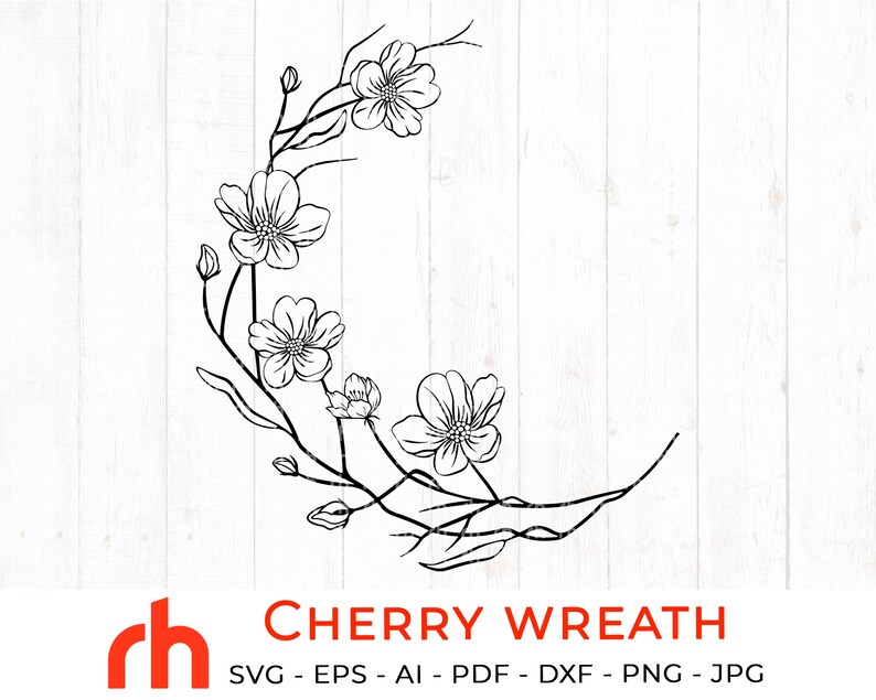 Cherry Wreath SVG, Sakura Frame Cut File, Blossom Branch Monogram DXF ...