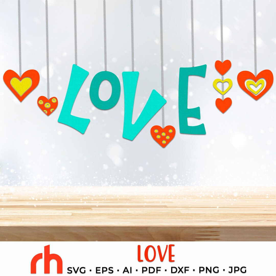 Love SVG Valentine's Day Cut File Hanging Ornament DXF - Etsy