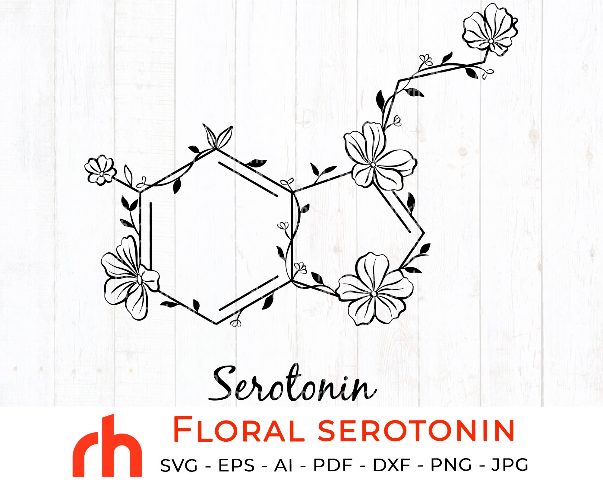 Floral serotonin svg Flower serotonin svg Molecular Etsy
