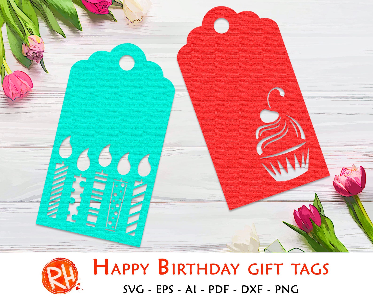 Happy Birthday tags svg Birthday gift tag svg Happy Etsy