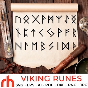 Wikinger Runen SVG, Runen Alphabet Cut File, nordische Symbole DXF, magische Zeichen Vektor