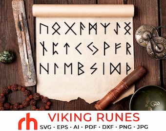 Viking Runes SVG, Runic Alphabet Cut File, Nordic Symbols DXF, Magic Signs Vector