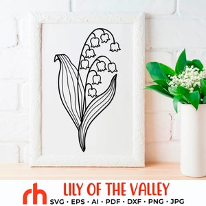 Lírio do Vale SVG, arquivo de corte de flor de Touro, planta de nascimento em maio DXF, contorno de lírio
