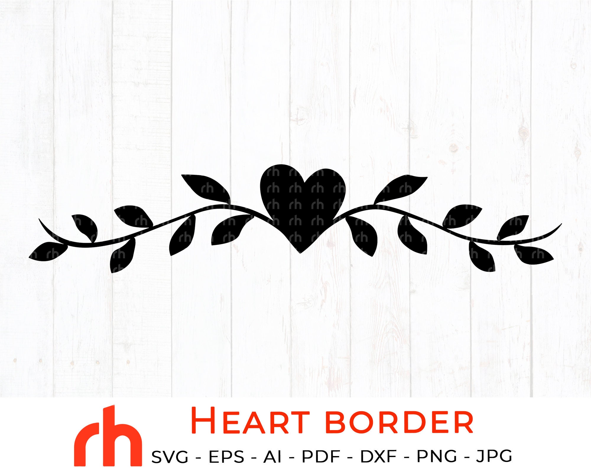 Heart Border Svg Heart Laurel Svg Leaves Border Svg Etsy