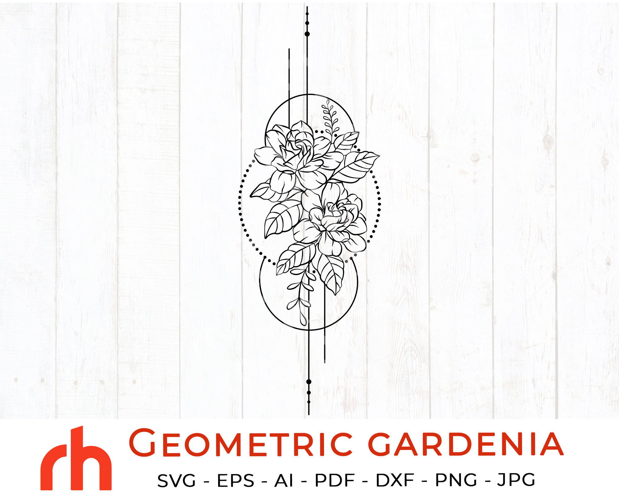 Flower in circle svg Gardenia svg Geometric floral svg