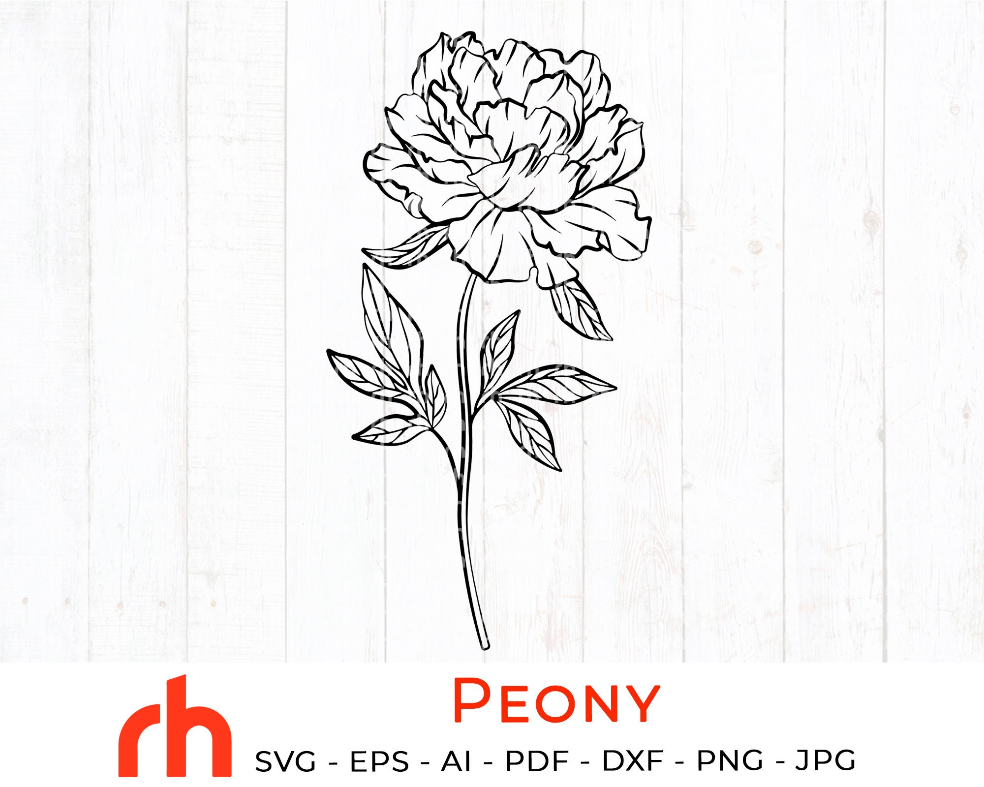 Peony svg May birth flower svg Silueta peony Nacimiento Etsy