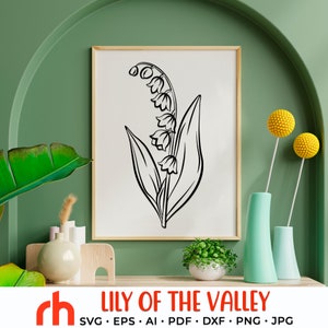 Muguet de muguet SVG, fichier de coupe fleur de taureau, plante de naissance de mai DXF