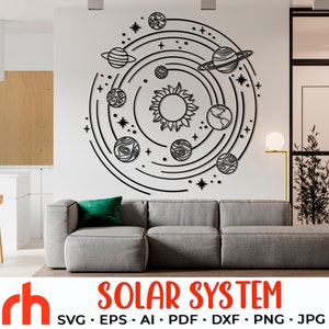 Sonnensystem SVG, Orbit Planeten Silhouette, Space Decor Cut File
