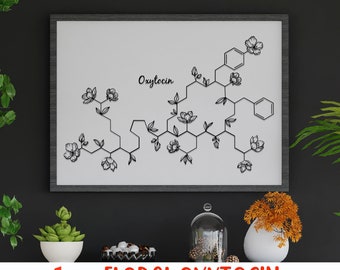 Floral Oxytocin SVG, Flower Molecule Cut File, Chemical Structure DXF, Bloom Love PDF