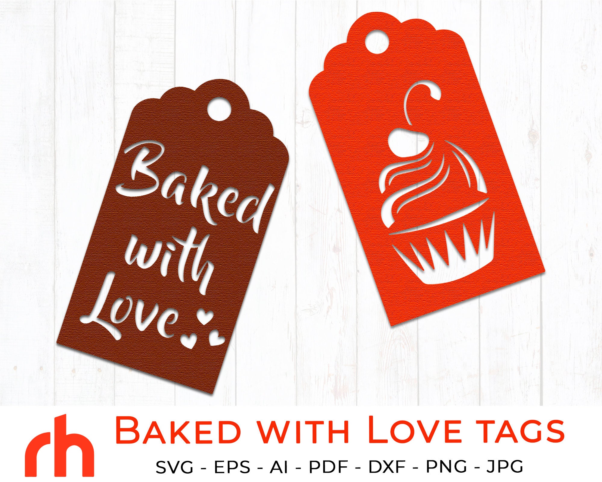 Baked with Love Tags svg Bakery tag svg Made with love tag Etsy