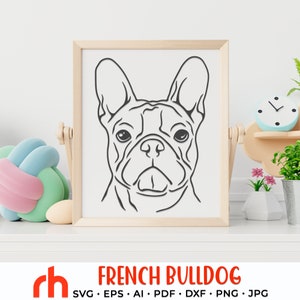 Französische Bulldogge SVG, Frenchie Cut-Datei, Hunde Gesicht Umriss, Bulldogge Kopf DXF