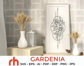 Flower in circle svg Gardenia svg Geometric floral svg