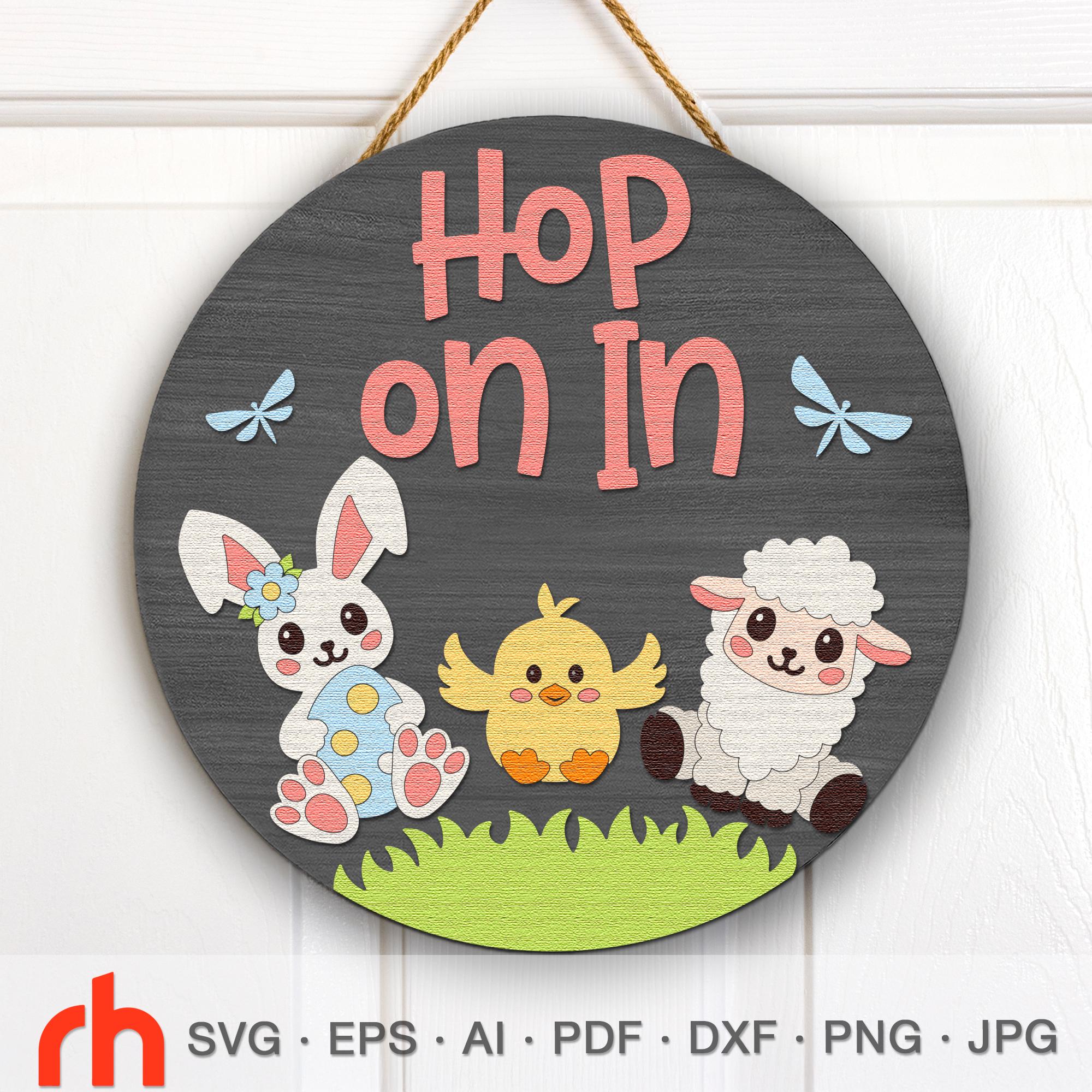 Bunny, Chick & Lamb Door Sign SVG, Layered Easter Hanger Cut File ...