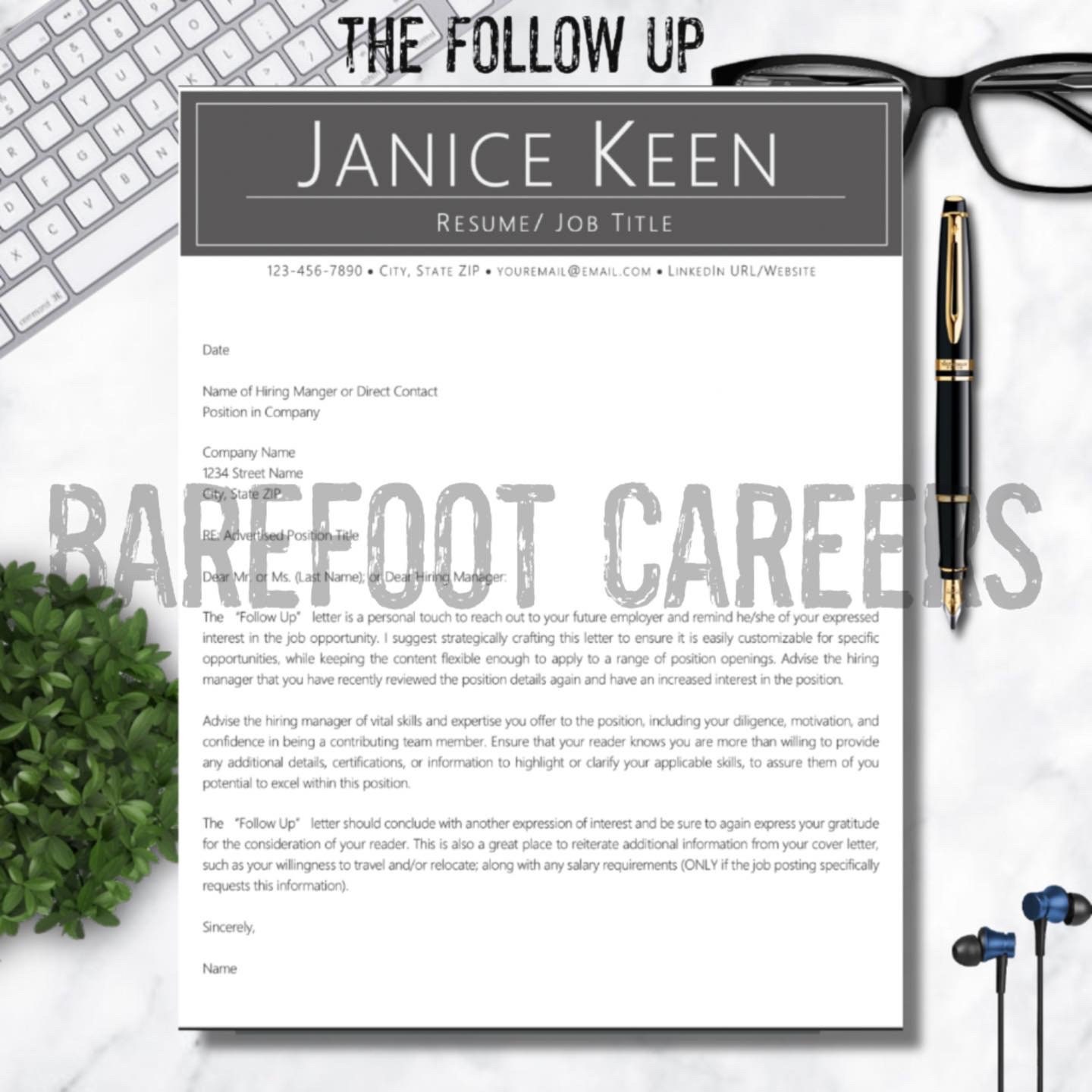 Creative Follow-Up Letter Template for Word Modern | Etsy